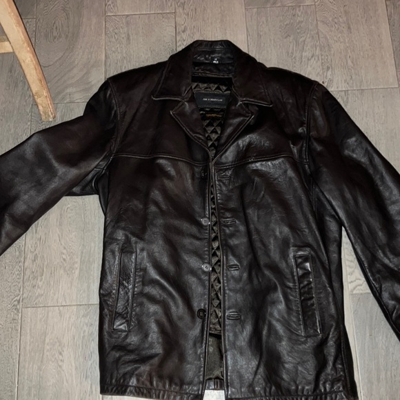 Jim and Mary Lou name of jacket, black medium men’s leather jacket like New very - Picture 1 of 4